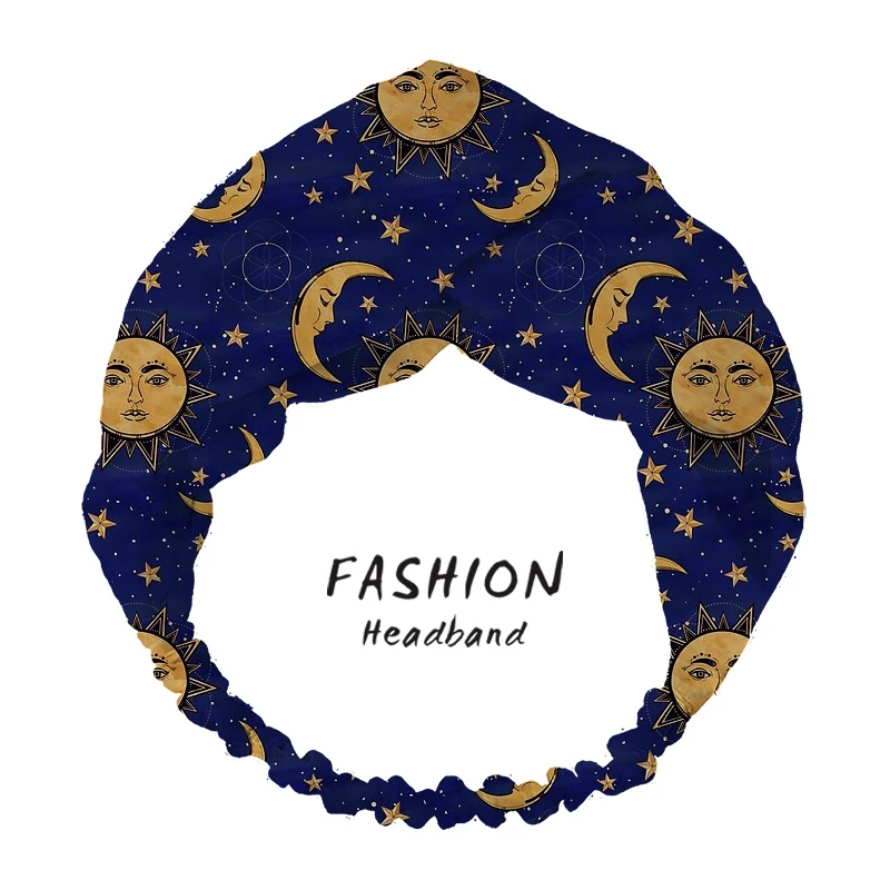 

Moon and sun star Women Bandanas Headbands Turban HairBands Head Wrap Hair Headband for Women Elastic Hair Bands hair accesories