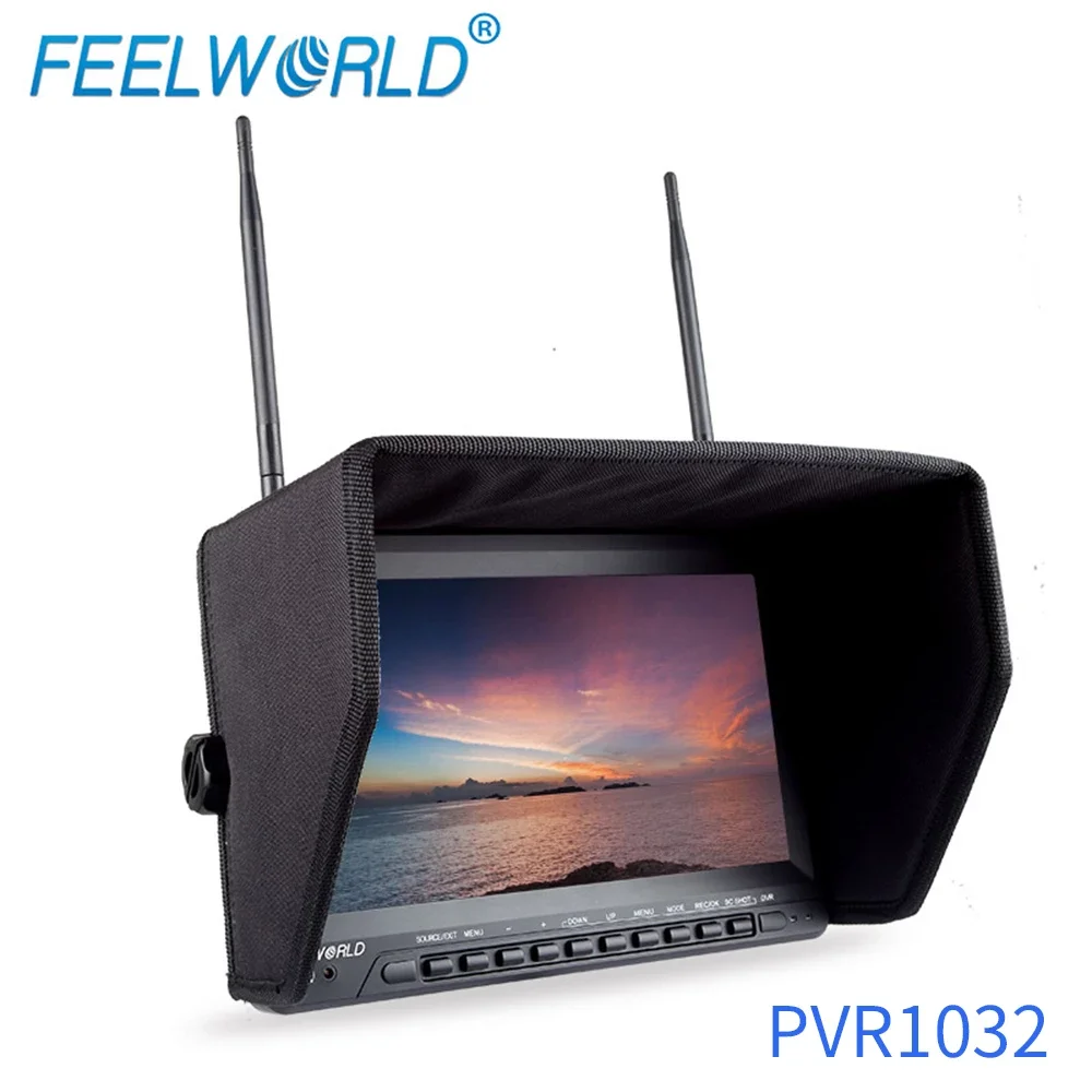 

Экран 10,1 дюйма, HD, FPV, IPS беспилотный монитор, со встроенным аккумулятором DVR, двойной приемник разнесенных сигналов 5,8 ГГц, 40CH, FEELWORLD PVR1032