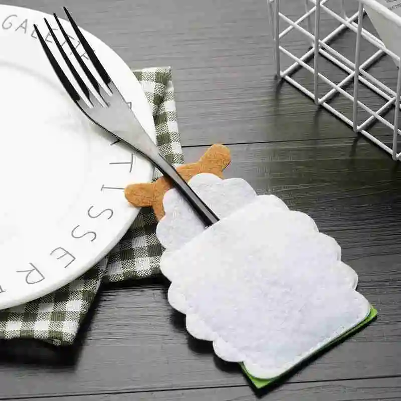 

4 Sheep Knife And Fork Bags Tableware Covers Easter Items Decoration Happy Easter Decorations For Home Sheep Knife