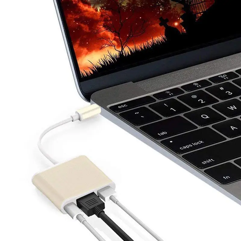USB-хаб 3 в 1 адаптер USB Type-C совместимый с Hdmi 4K поддержка Samsung Dex mode USB-C док-станция PD