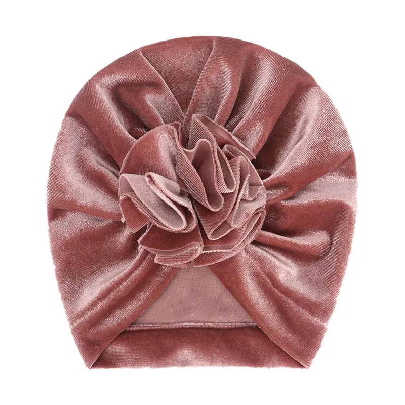 Deep pink velvet 16 цветов, хлопковая детская шапка, шапка-тюрбан с бантом, реквизит для фотосессии, детская шапочка, Аксессуары для младенцев, детская шапка для девочек и мальчиков, детские шапки - Цвет: Deep pink velvet