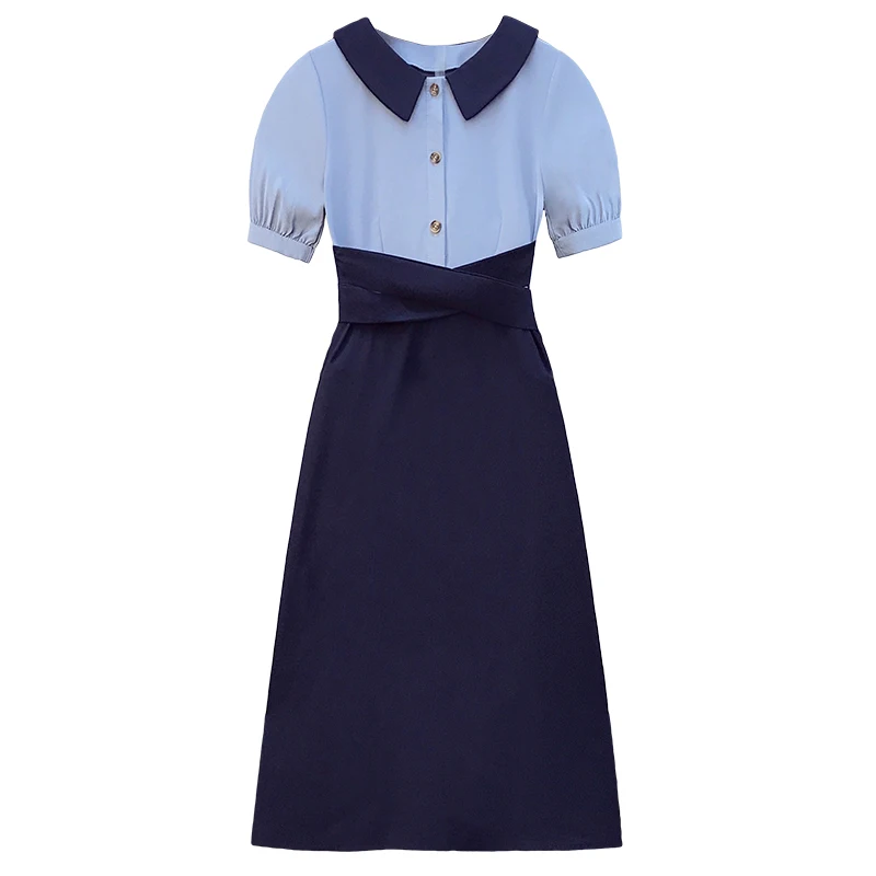 

Splicing Shir Trendy Ukraine Summer Korean Dress Chiffon Robe Pull New Style Women Clothes Summer Dress Vestidos Cortos