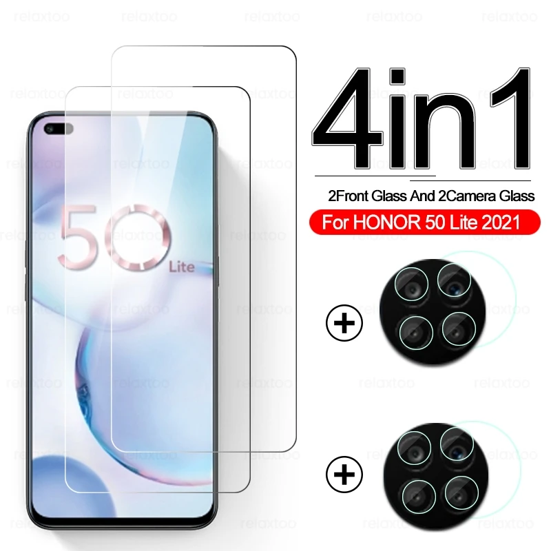 

4-in-1 camera protector for honor 50 lite protective glass on honer honar xonor honey hone 50lite light 6.67'' phone screen film