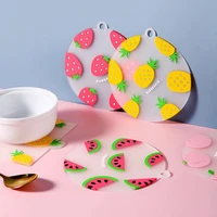 1pcs cute fruit dining table insulation pad silicone anti scalding non slip placemat dish plate hot drink coaster kitchen tools