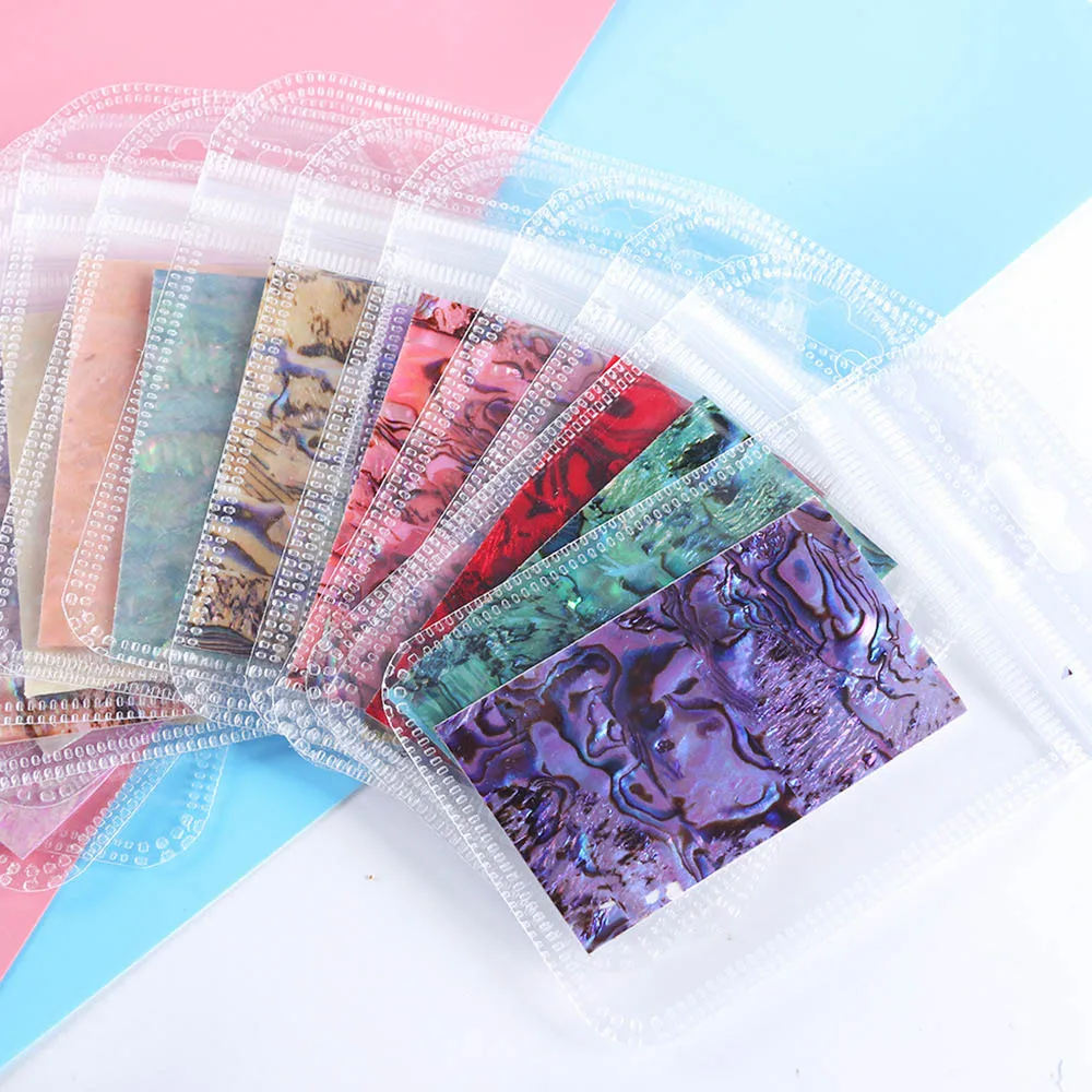 1 шт. жемчужный лак для ногтей Фольга 3D мерцающий узор ракушки наклейки