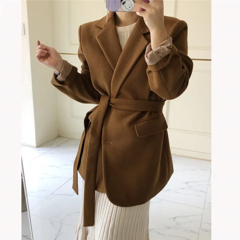 HziriP 2020 свободный женский винтажный однотонный короткий шерстяной Теплый