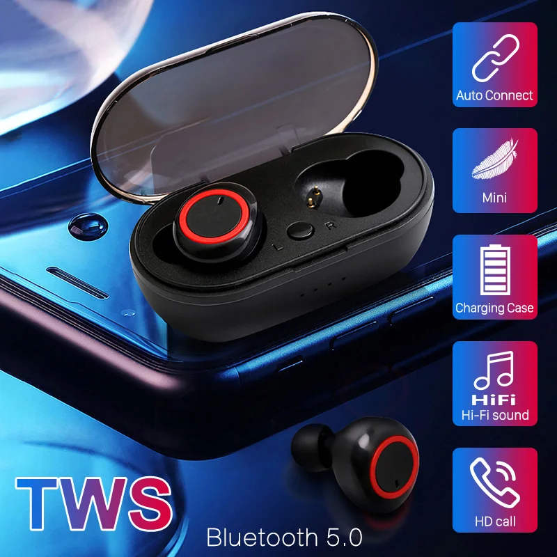 Беспроводные Bluetooth наушники A2 TWS HiFi Stereo Sport Earphone Waterproof Headset Gamer с управлением кнопками для смартфонов.