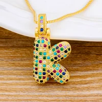 aibef new women gold color a z 26 letter name initial necklace rainbow cz pendant necklace statement custom jewelry for female