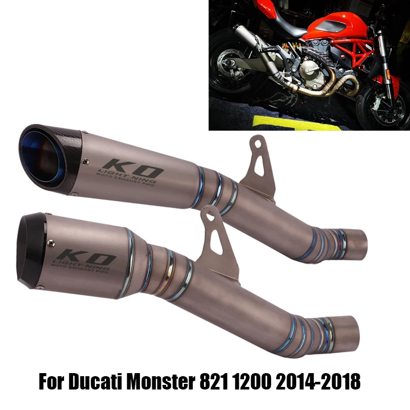 

Titanium Alloy Exhaust System Pipe Escape Mid Link Tube Muffler Motorcycle Connect Section For Ducati Monster 821 1200 2014-2018
