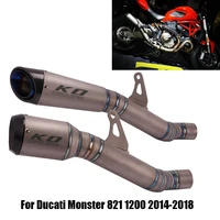 titanium alloy exhaust system pipe escape mid link tube muffler motorcycle connect section for ducati monster 821 1200 2014 2018