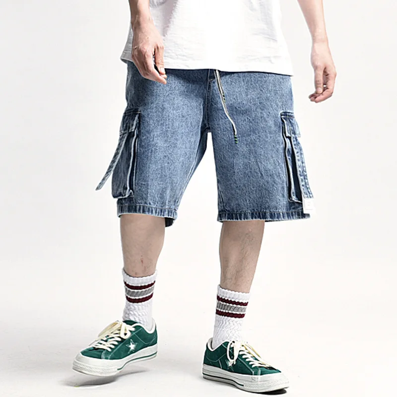 Джинсовые шорты в стиле пэчворк для мужчин уличная одежда мешковатые короткие