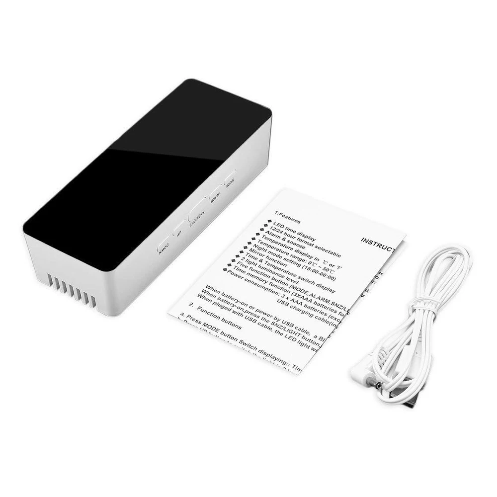 

Digital Alarm Clock Mirror LED Night Lights Thermometer Wall Clock Lamp Square Rectangle Multi-function Desk Clocks USB/AAA Hot