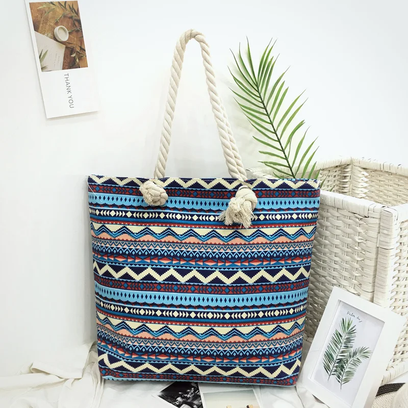 aliwood Elegant Ethnic Style Printing Women Handbags Large Capacity Casual Tote Shopping Bags Female Shoulder Bags High Quality