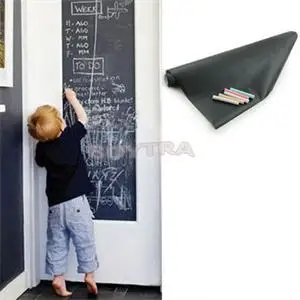 

Hot 45x200cm Chalk Board Blackboard Sticky Removable Vinyl Draw Decor Mural Decals Art Chalkboard Wall Drawing For Kids Rooms