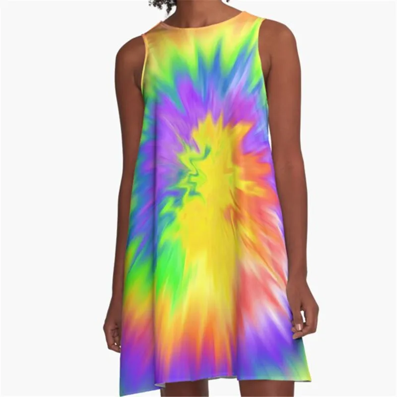 

Fashion Women summer dresses Rainbow sun Printed A-Line Boho Dress for women harajuku Sexy ladies mini short beach dress