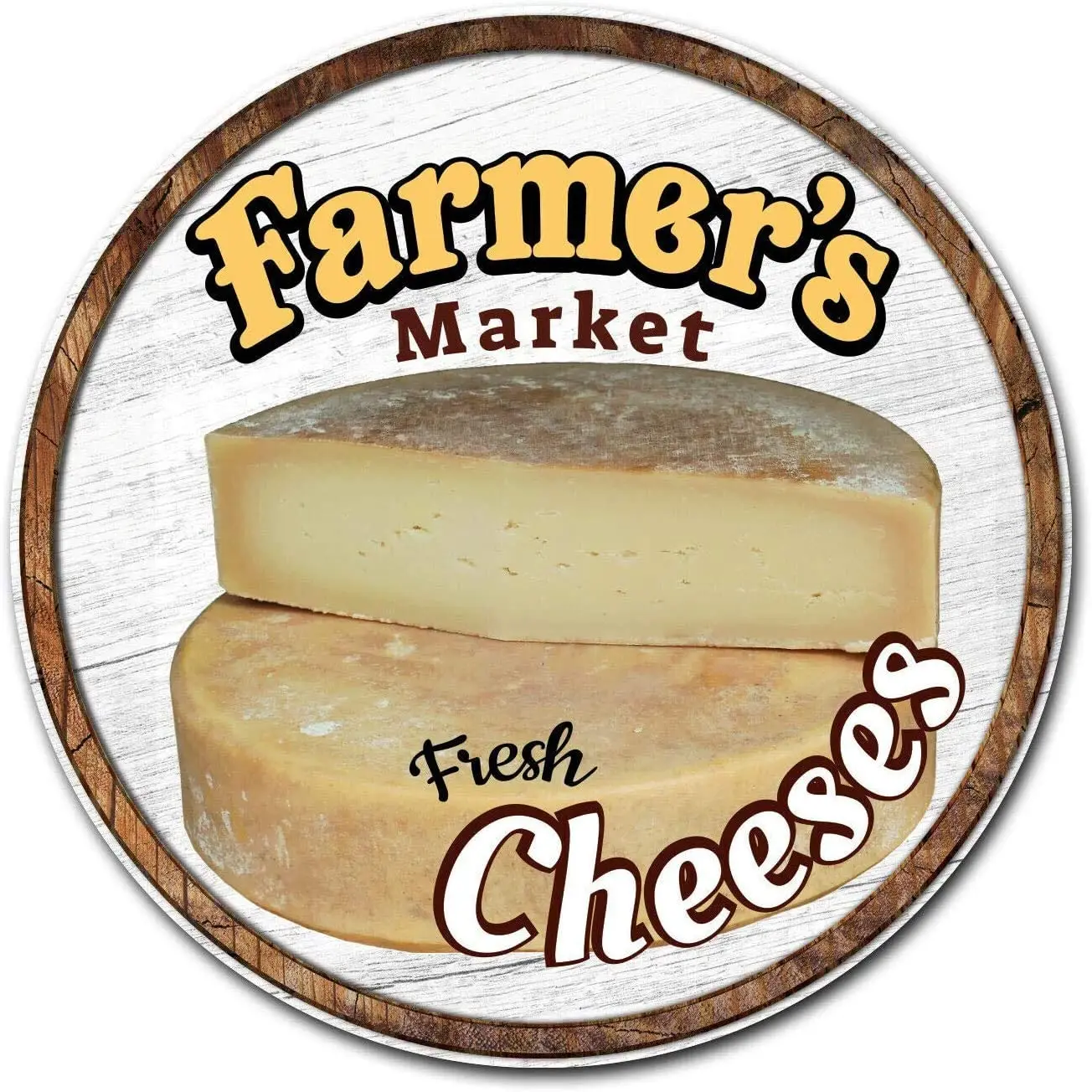 

Фермерский рынок сыры круглая металлическая Оловянная вывеска подвесная доска диаметр 12 дюймов настенное украшение
