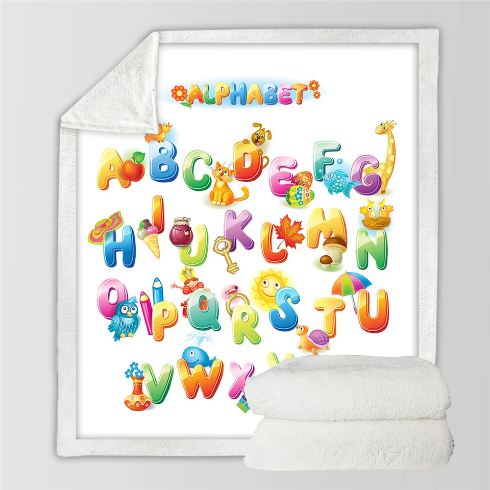 5 Постельные принадлежности Outlet Алфавит шерпа Флисовое одеяло буквы русский пледы одеяло для подростков Дети Постельные принадлежности мультфильм животных планеты Мантас - Color: 5