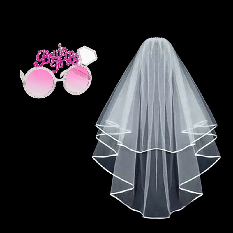 

Decoration Bride To Be Glasses Bridal Wedding White Veil Bachelorette Party Girls Hen Party Supplies
