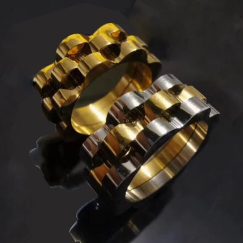 Высокое качество шестерня стиль кольцо из нержавеющей стали серебряное золото