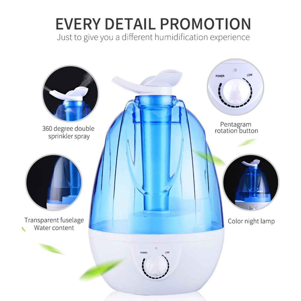 

3.5L USB Charging Cool Mist Humidifier Quiet Low Noise Humidifier for Home Office US Plug