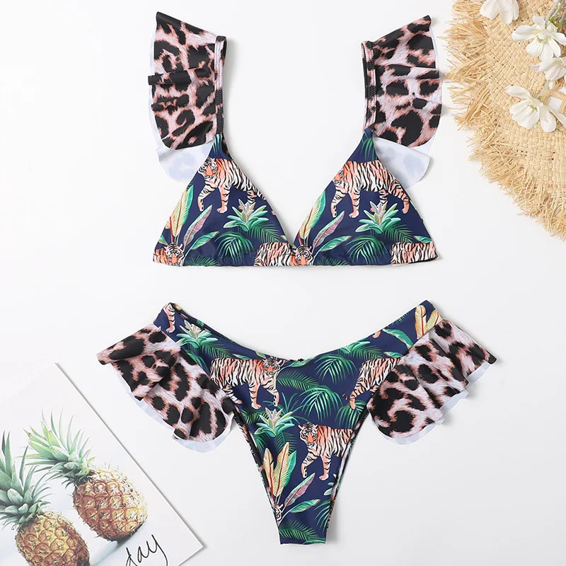 

Sexy Ruffle Bikini Women's Swimsuit Female Swimwear 2021 Thong Bikinis Set Beach Wear Swimming for Bathing Suit Woman Swimsuits