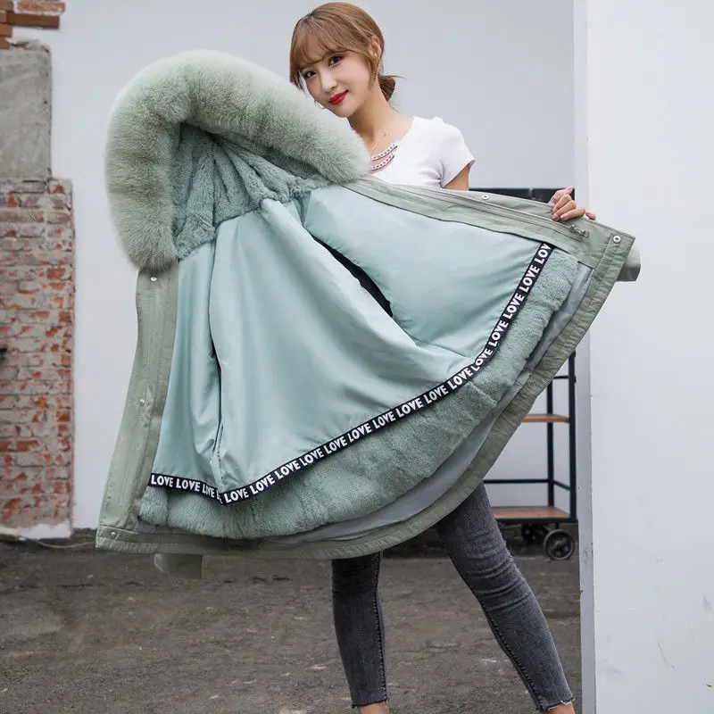 2020 парка зимняя куртка женская пальто из натурального кроличьего меха с