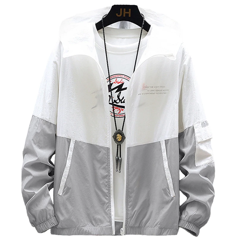 

Spring Summer Men Casual Windbreake Jacket Hoodie Quick Dry Sunscreen UV Men's Thin Outwear Ultra-Light Windproof Coat Jacket