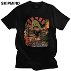 Мужская хлопковая футболка, с коротким рукавом и принтом авокадо и японских монстров