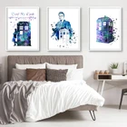 Классическая Картина на холсте Доктор Кто для ТВ-шоу, постеры и принты Tardis, акварельная картина на стену, украшение для дома и комнаты, подарок