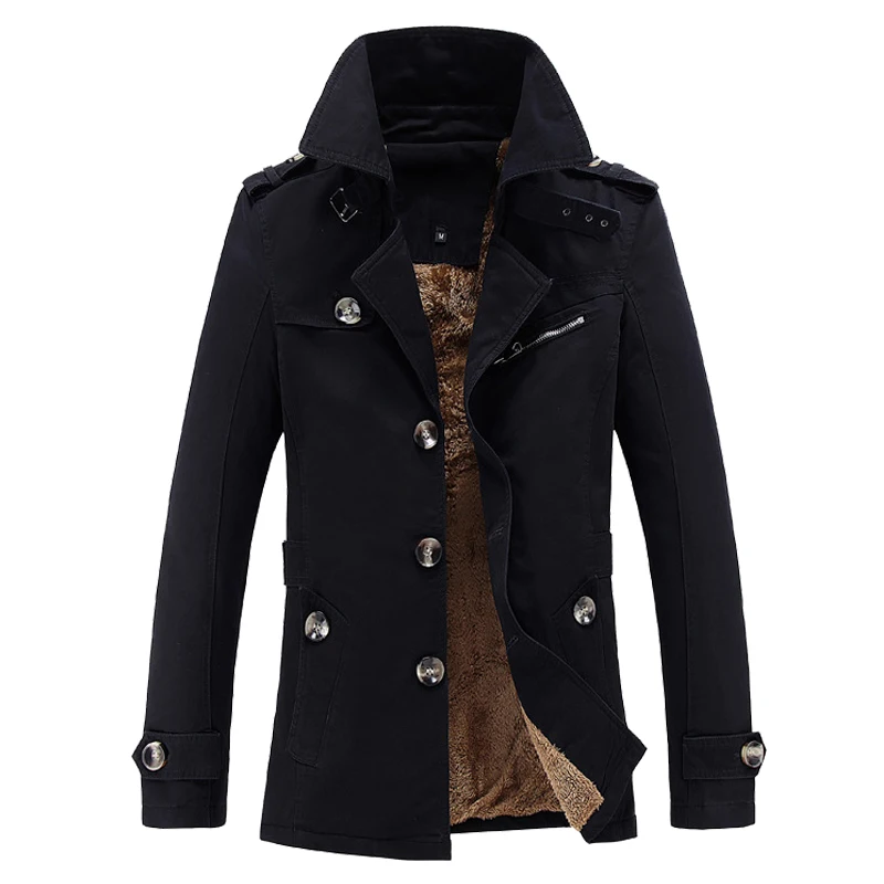 

Brand Men Jacket Coats Fashion Trench Coat New Autumn Casual Silm Fit Overcoat Black Bomber Jacket Male Thick and Thin Optional