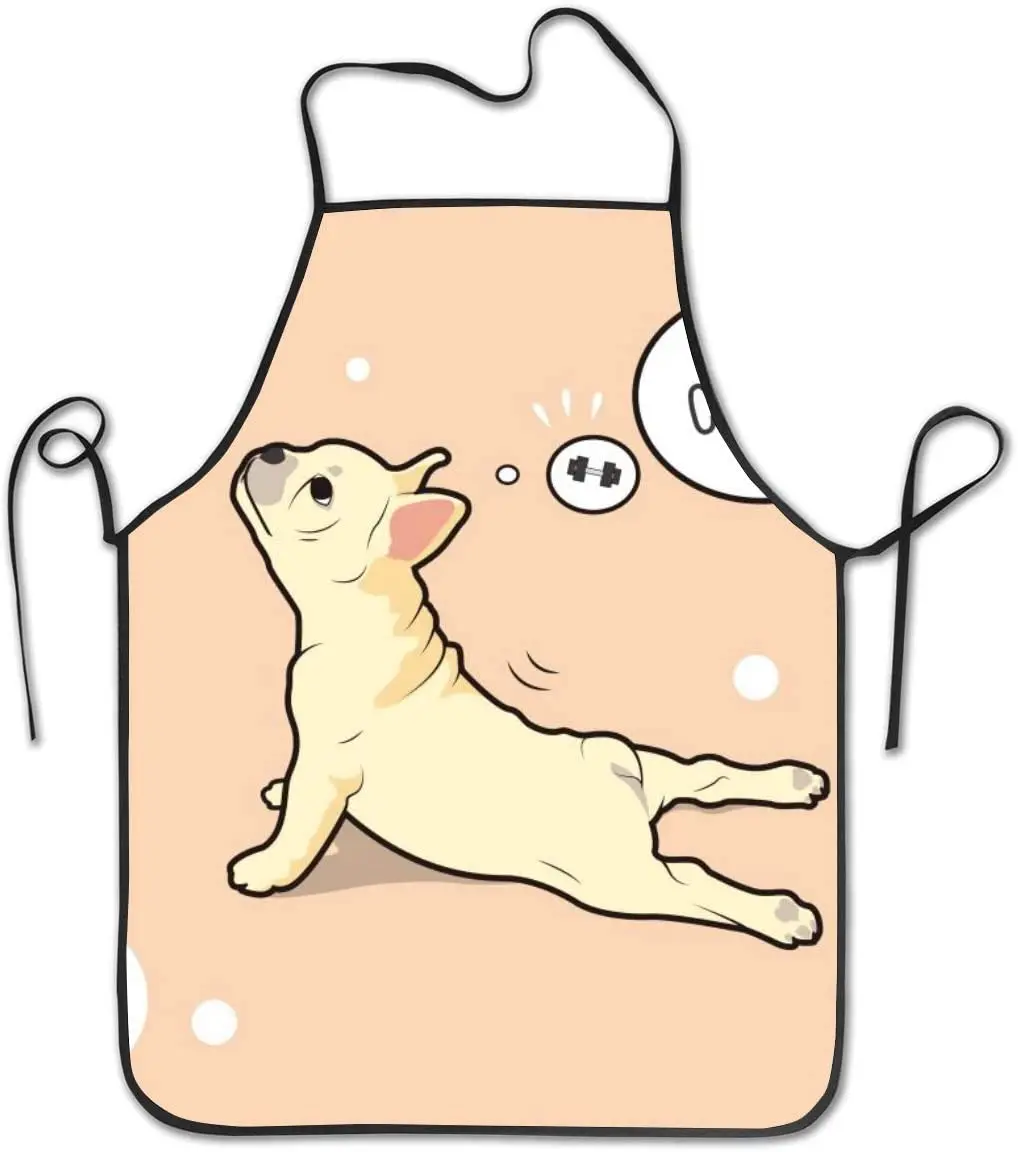 

Фартук для йоги в виде французского бульдога-моющиеся Кухонные фартуки унисекс для кухни шеф-повара