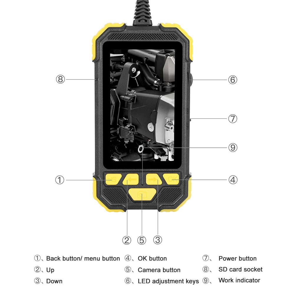 

Flexible Waterproof Industrial Endoscope Camera Digital 4.3inch IPS Screen Anti-fall 6LED USB Rechargeable 1080P HD Inspection