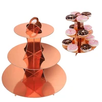 3 layer cardboard rose gold cake stand disposable tableware tower stand wedding birthday caketray party decoration supplies