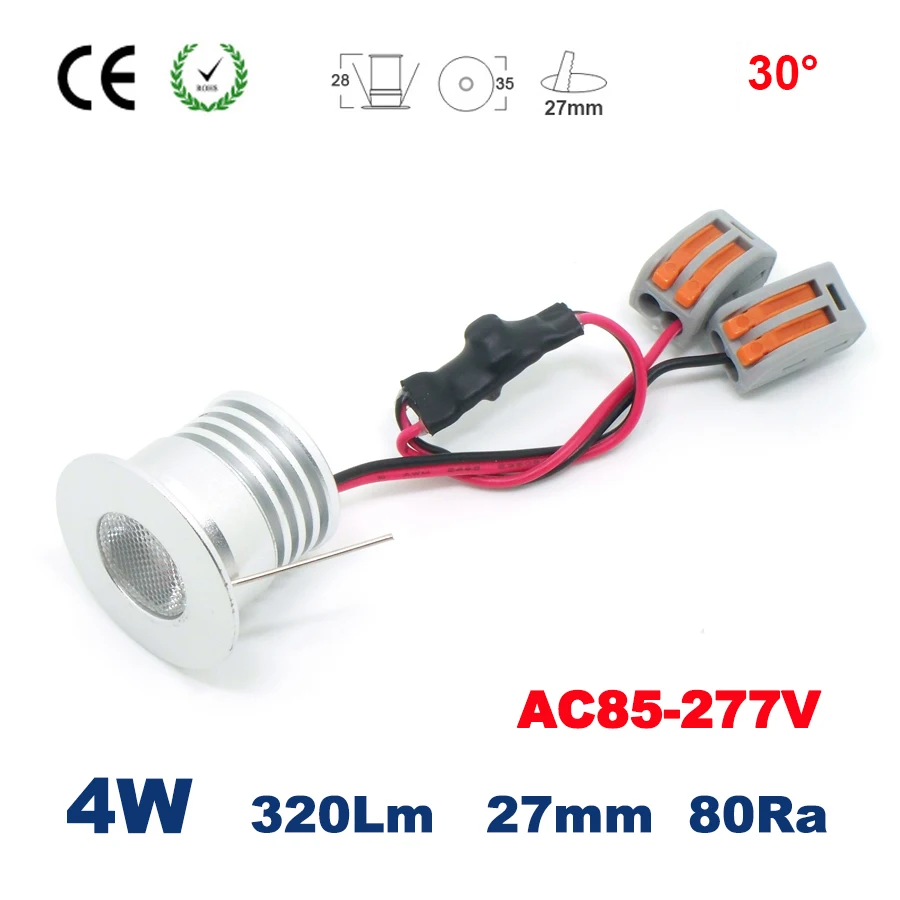 CREE 4W D25mm DC 12 V светодиодный потолочный светильник CE лампа с ограничением содержания вредных веществ точечный домашний гостиничный ресторанный шкаф выставочный стенд для украшений 12 вольт освещение