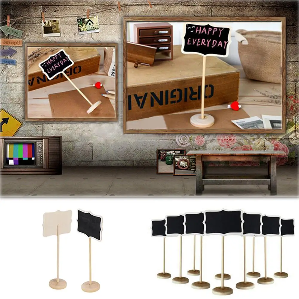 

5pcs Mini Small Wooden Chalk Blackboard Wedding Kitchen Restaurant Signs Chalkboard Writing Notice Message Paint Wood Board