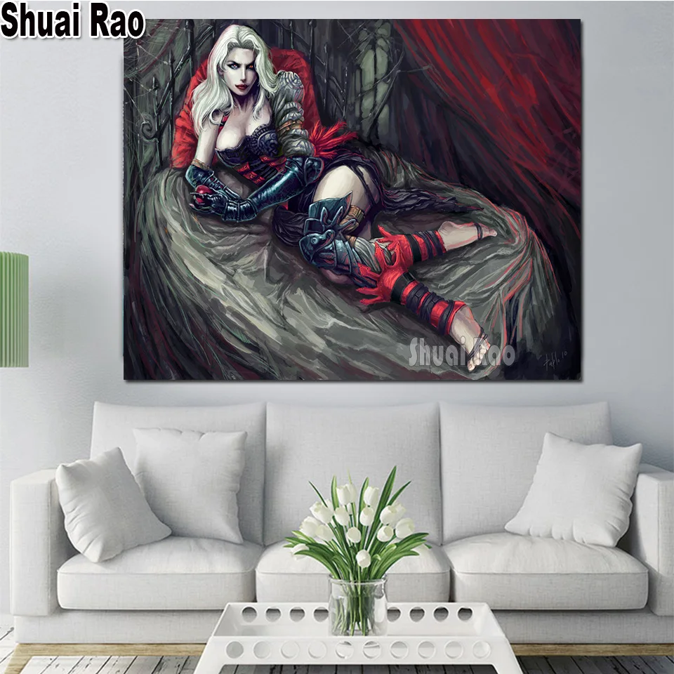 

New diy diamond painting Anime Vampire Girl diamond embroidery pictures full Square round drill mosaic Set,landscape Gift,