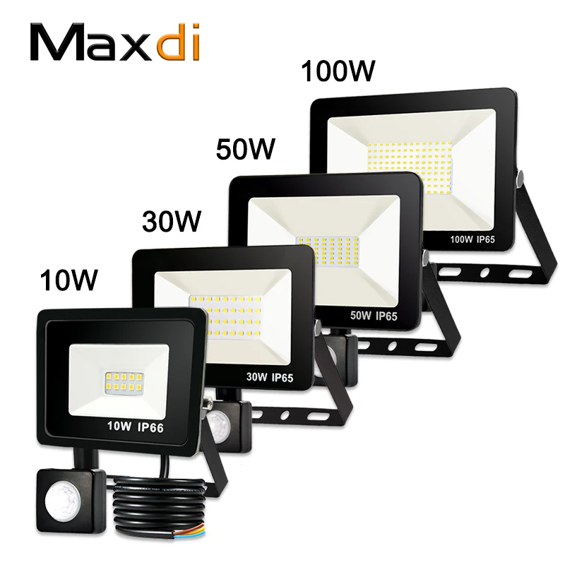 Светодиодный прожектор Maxdi 50 Вт 100 с датчиком движения водонепроницаемый IP66 220 В