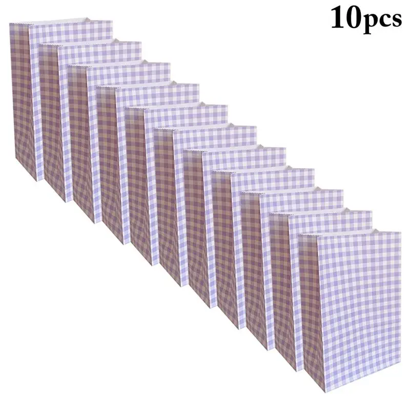

10PCS Plaid Paper Bags Cute Gift Bags Paper Party Bags Present Bags for Party Cookie Packaging Wedding Party Bags