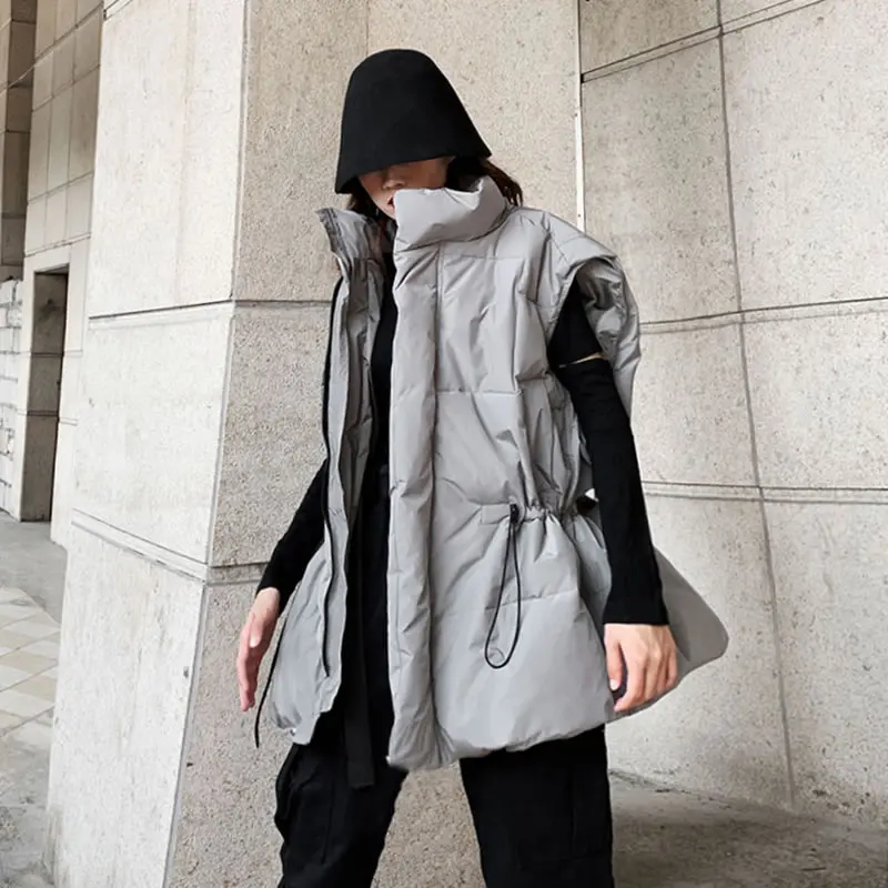 XITAO плиссированное пальто размера плюс модное без рукавов с карманами элегантное