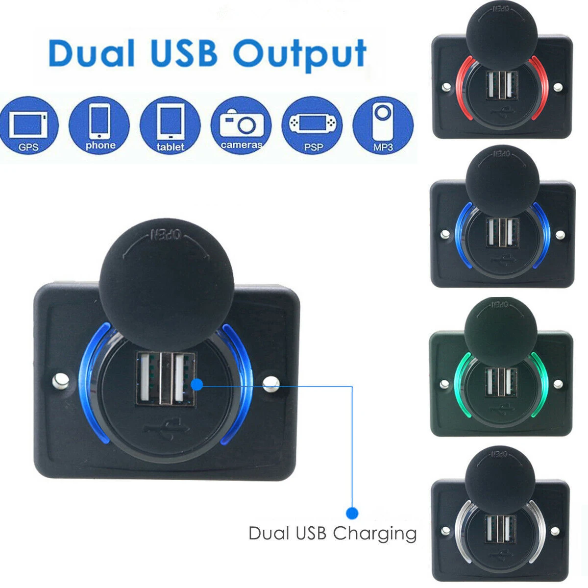 Зарядное устройство для автомобильного прикуривателя 12 24 В двойной USB мотоцикла 3