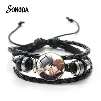 death note yagami light leather bracelet anime souvenir fashion adjustable black rope wrap bracelets bangles teens otaku gift