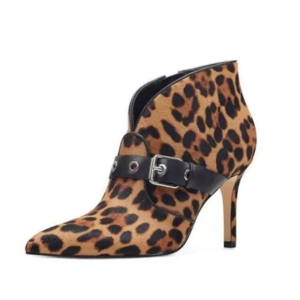 

Ботильоны женские LOVIRS, леопардовые, с острым носком, зимние, без застежек, на высоком каблуке 8 см