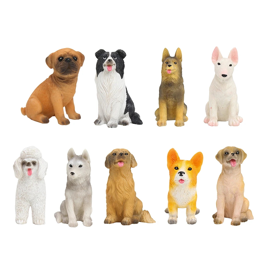 

Mini Resin Dog Figures Hand-painted Puppy Ornament for Dollhouse Collection Cake Toppers
