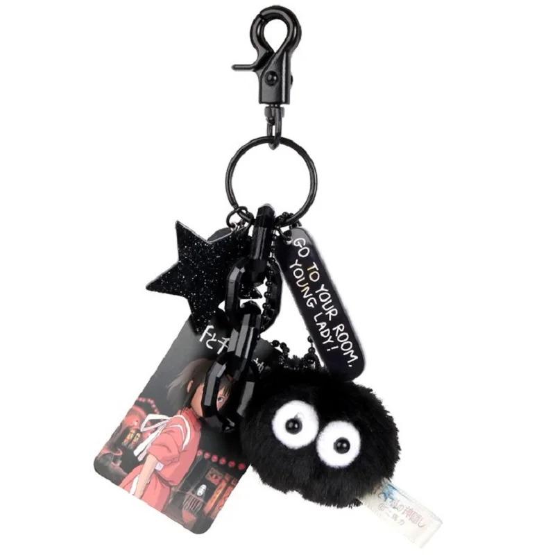 

Hayao Miyazaki Spirited Away Totoro Coal Ball Ball Elf Key Chain Mobile Phone Case Pendant Keychain Bag Trinket Keyring Gift