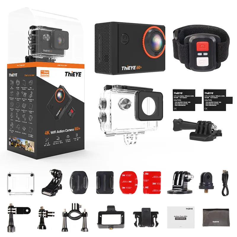 Standard Экшн-камера tieye i60+ Ultra HD 4 K/30fps, WiFi, 2,0 дюйма, экшн-камера для подводного плавания, водонепроницаемая, камера для записи видео на шлем, Спортивная камера - Название цвета: Standard