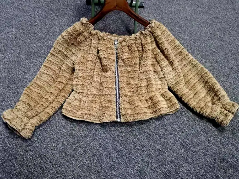Взрывное плюшевое короткое пальто сезон осень зима меховая теплая короткая