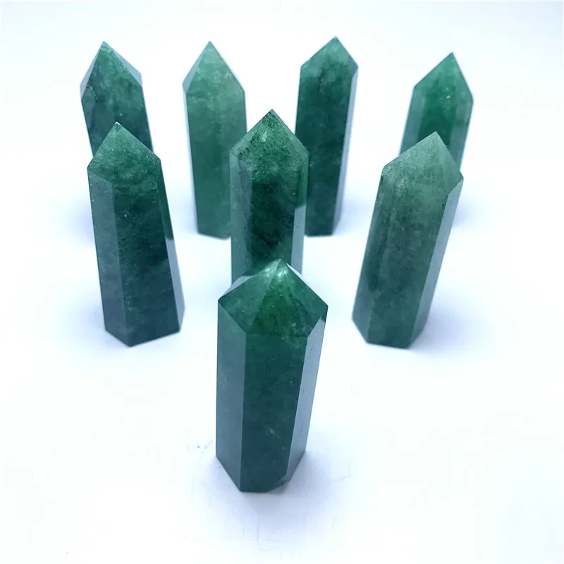 Резной зеленый клубничный кварц лечебный Жезл Рейки кристаллы точка для