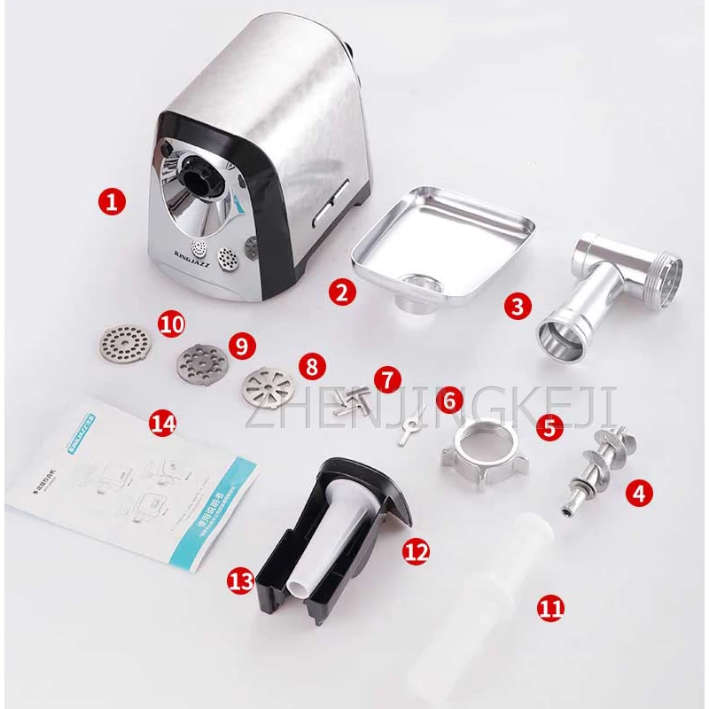 

Household Stainless Steel High Power 500W Electric Meat Grinder Garlic Twisted Stuffing Small Commercial Enema Machine