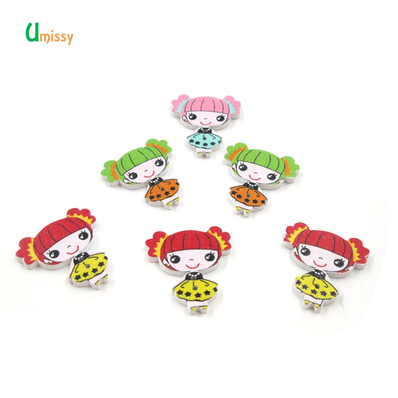 20 шт. милые деревянные пуговицы для девочек декоративные рукоделия цветные Botones