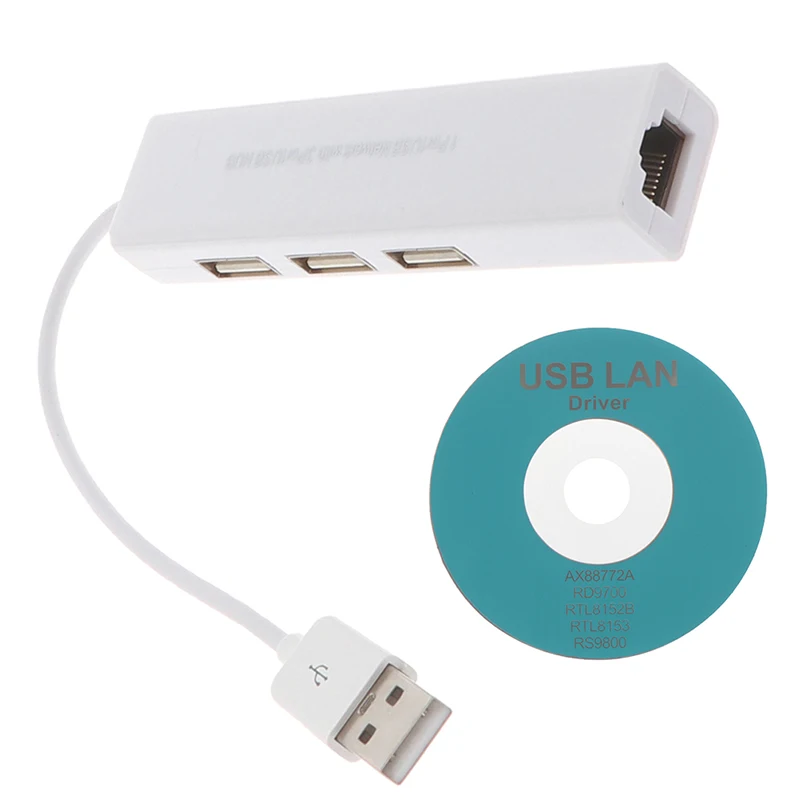 

USB Ethernet с 3 Порты и разъёмы usb-хаб 2,0 RJ45 Lan сетевая карта USB Ethernet-адаптер для ПК USB 2,0 концентратор с USB драйвер